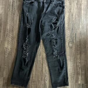 Aeropostale Women’s Mom Jeans Size 14 Regular Dark Gray Cropped Jeans